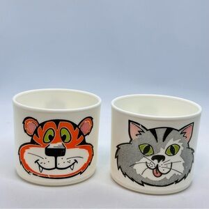 Set/2 VTG Whirley Industries Child's Mugs Tiger & Cat Design 1980’s Burger King